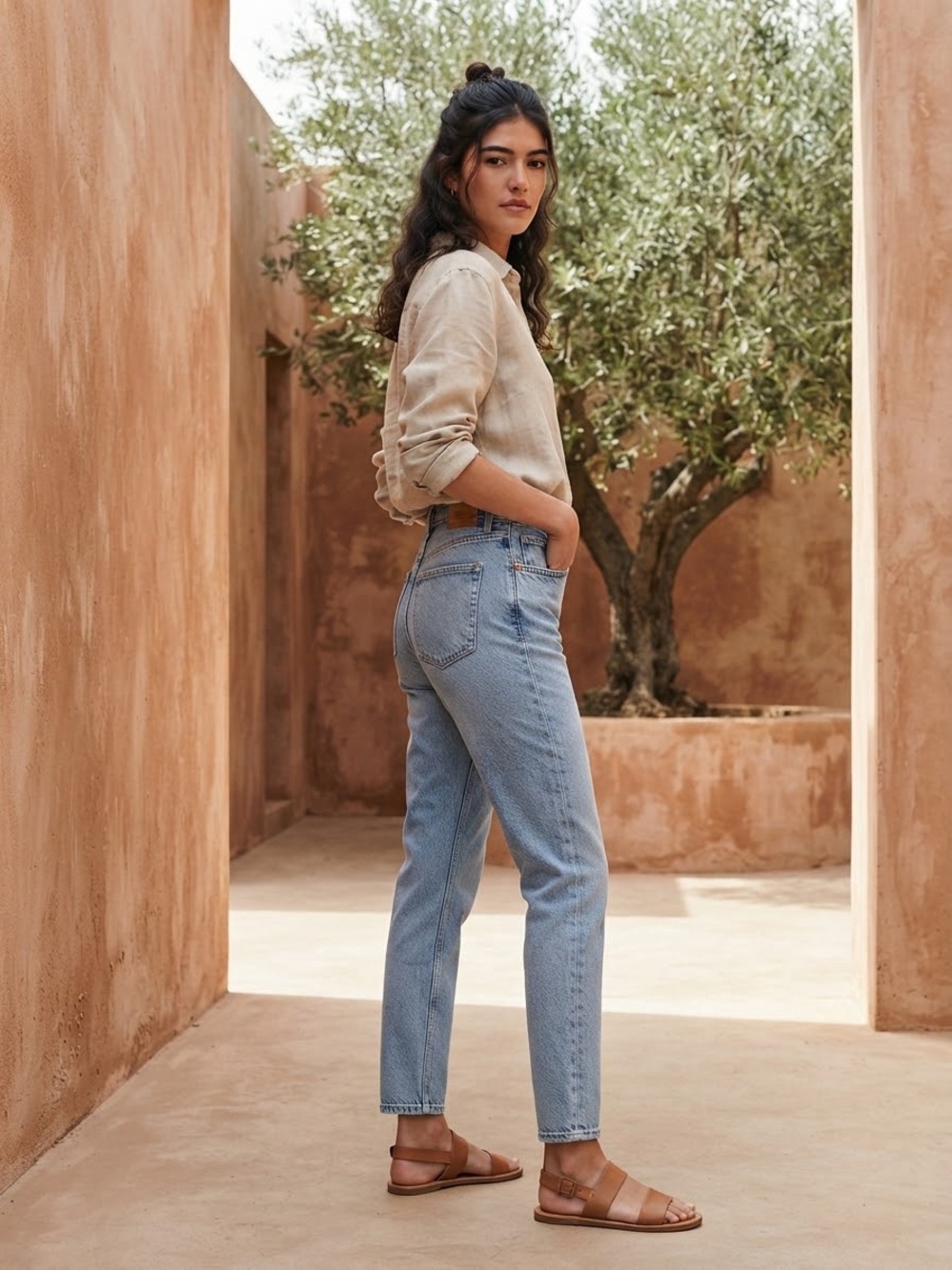 Frank And Oak Stevie Tapered Light Wash High Rise Mom Jeans Size 27